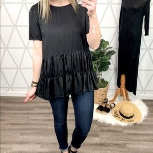 JODIFL Sateen Peplum Blouse